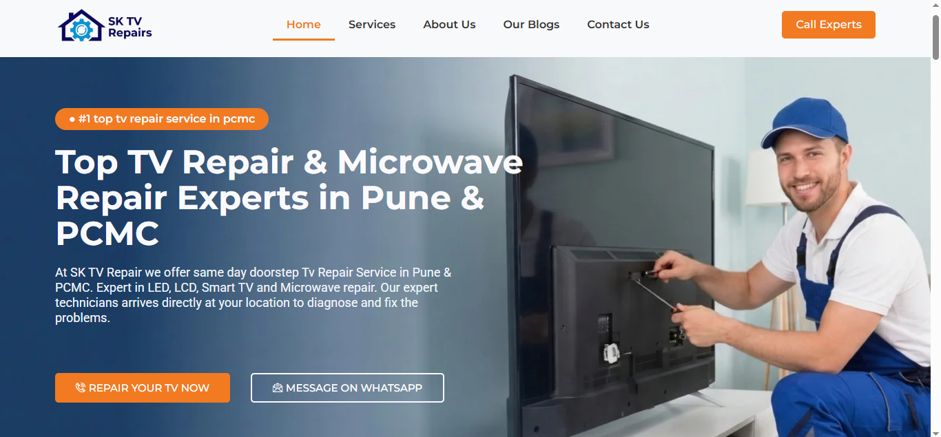 SK TV Repair Live Website Design